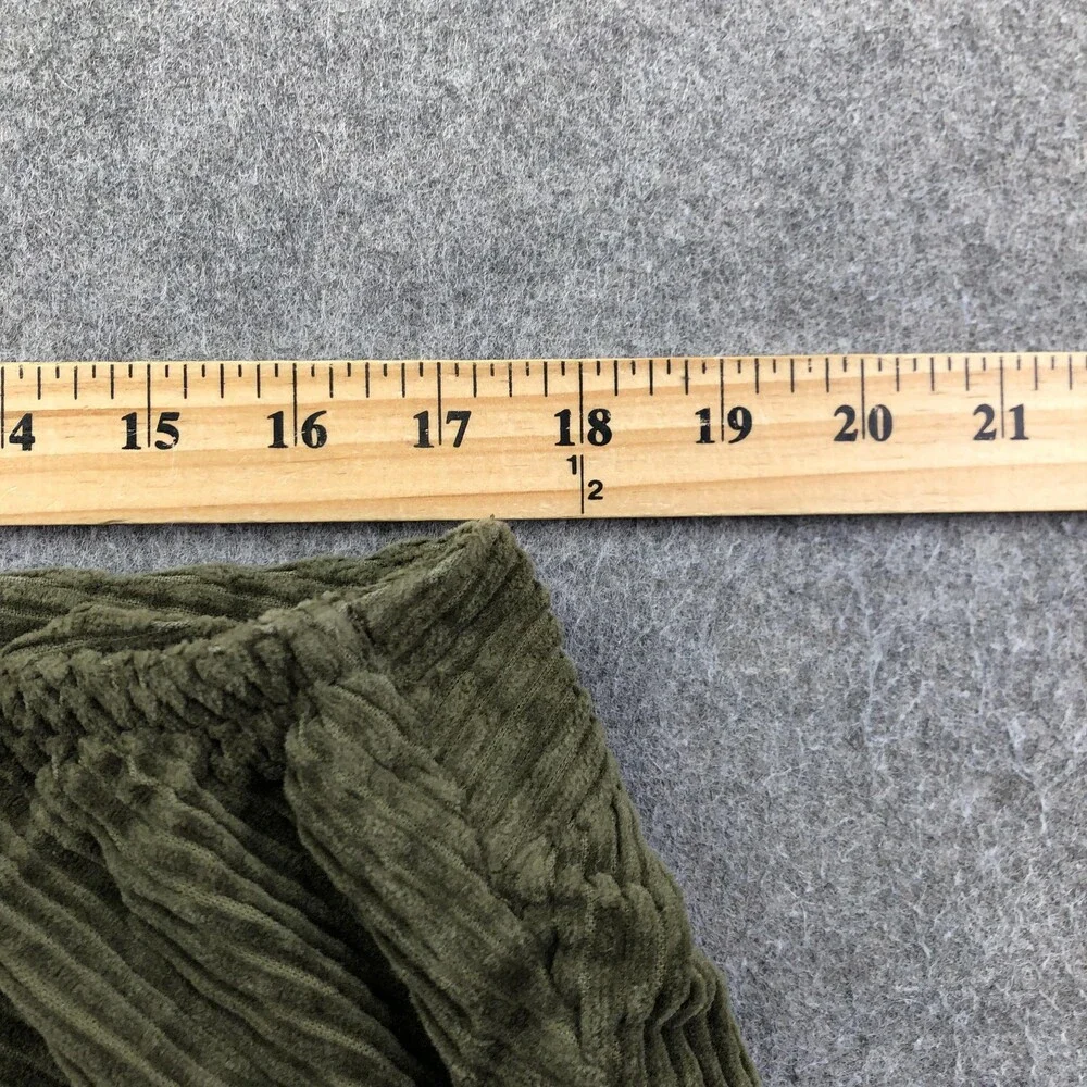 Talbots Skirt Womens 14W Green Corduroy Straight Knee Length Elastic Waist